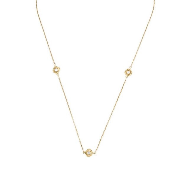 DAVID YURMAN 18K 750 YELLOW GOLD DIAMOND PETITE INFINITY STATION NECKLACE - Picture 2 of 9